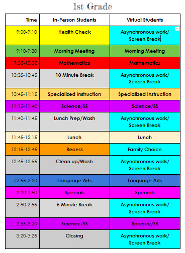 Bell Schedule | Bonnie Brae Elementary School