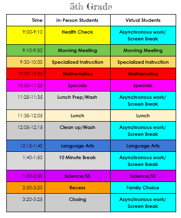 Bell Schedule | Bonnie Brae Elementary School