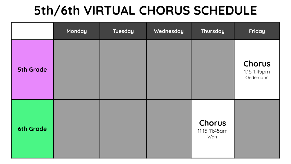 56 choir Virtual Choir Schedule