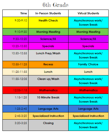 Bell Schedule | Bonnie Brae Elementary School