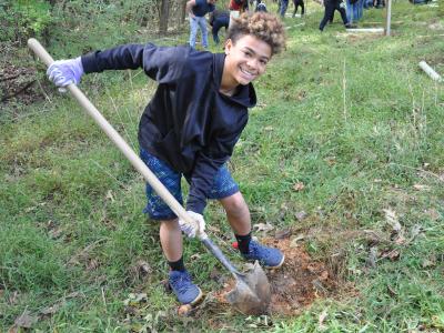 picture of student digging